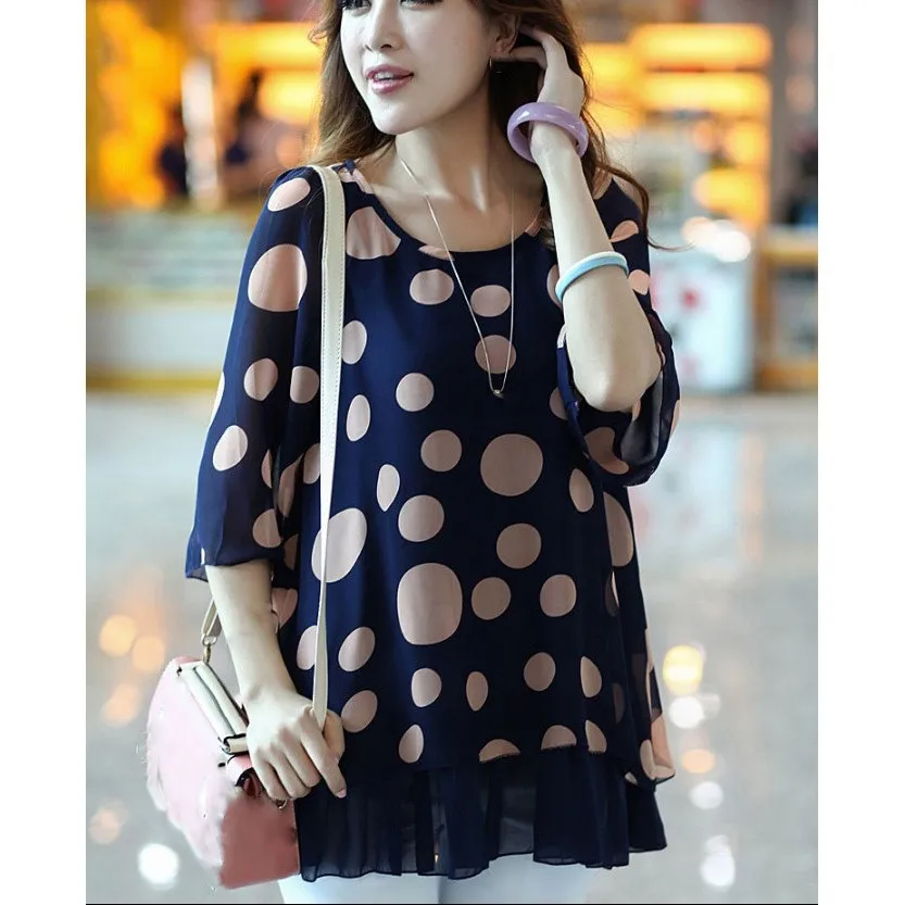 2019 Summer Women Korean Loose Office Lady Blouse Sweet Beach Ruffles Shirts Polka Dot Chiffon Tops | Женская одежда