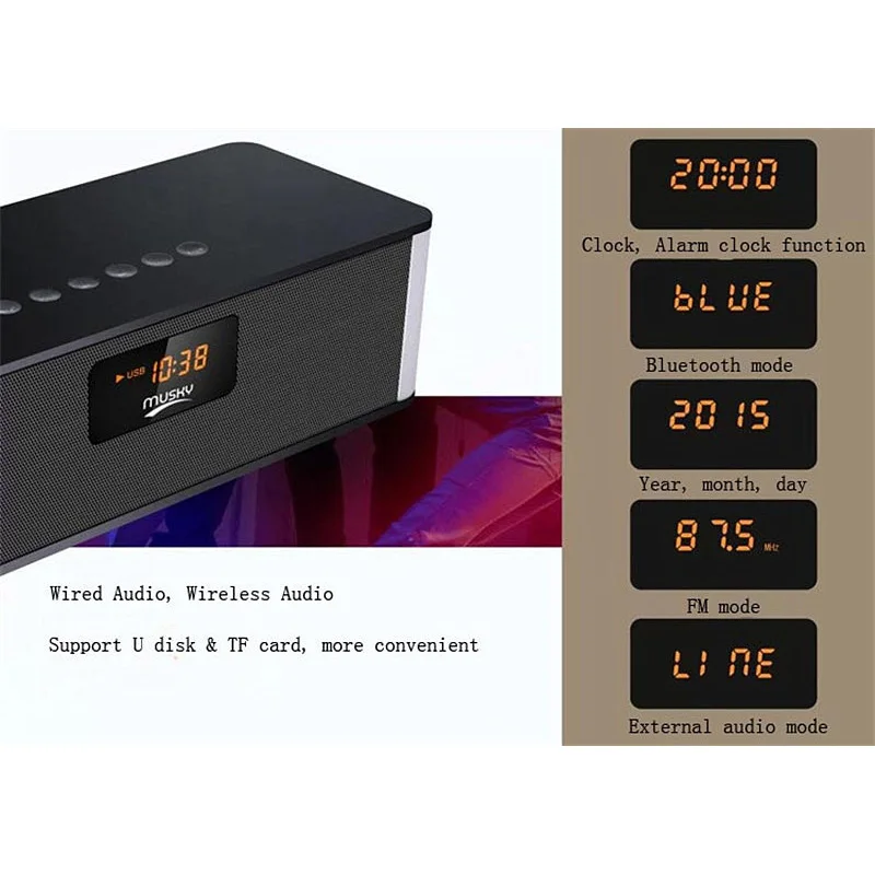 Bluetooth Динамик большой Мощность сабвуфер для мобильного телефона с USB AUX tf fm
