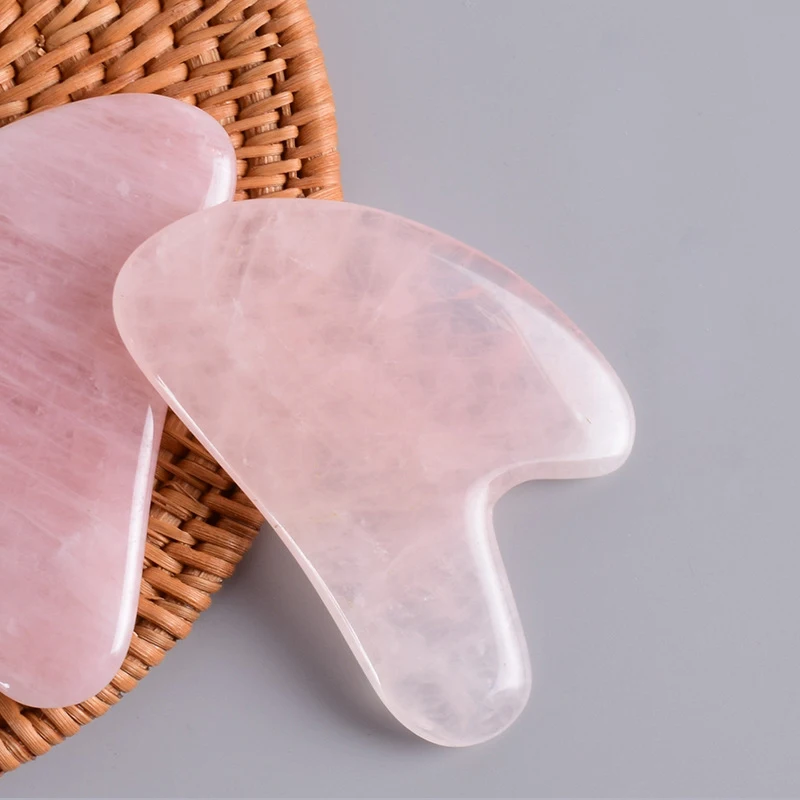 10 шт. Gua Sha соскабливание массажные инструменты натуральный розовый кварц ручной работы Guasha доска для спа акупунктуры