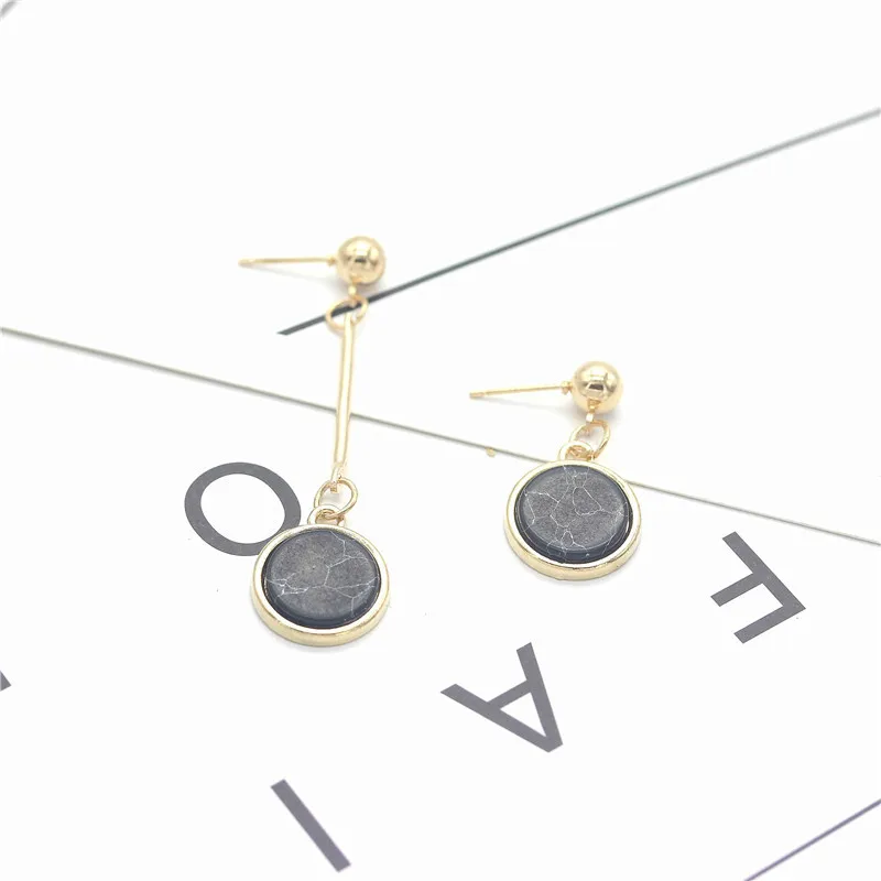 Европа Модные украшения нерегулярные круглые камни длинные Серьги для Для