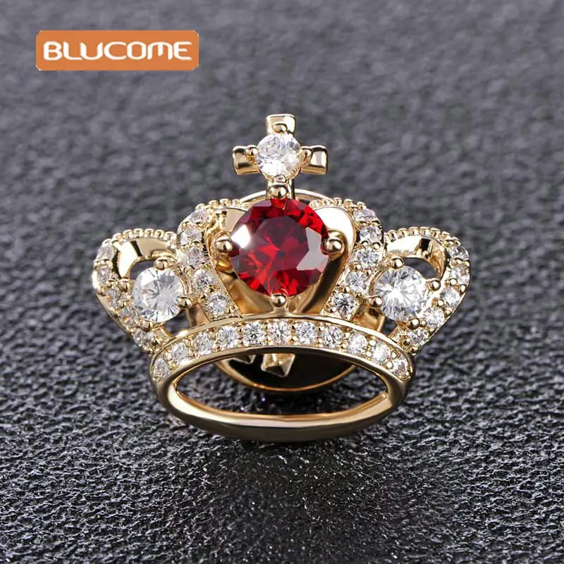 Женская Брошь с красной короной Blucome свадебная брошь на булавке для костюма