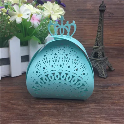 tiffany blue 50 шт. Корона лазерная резка коробка для шоколада упаковка коробка для конфет Свадебные сувениры вечерние принадлежности Свадебные украшения Свадебная коробка - Цвет: tiffany blue