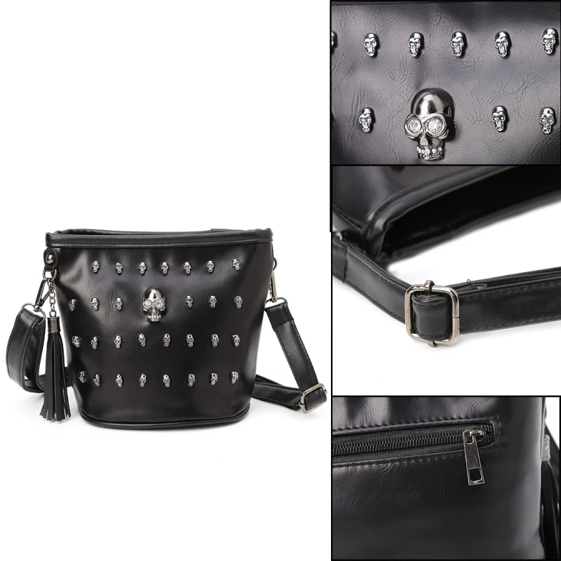 

Fashion Women Skull Punk Goth Tassel Messenger Shoulder Bag Crossbody