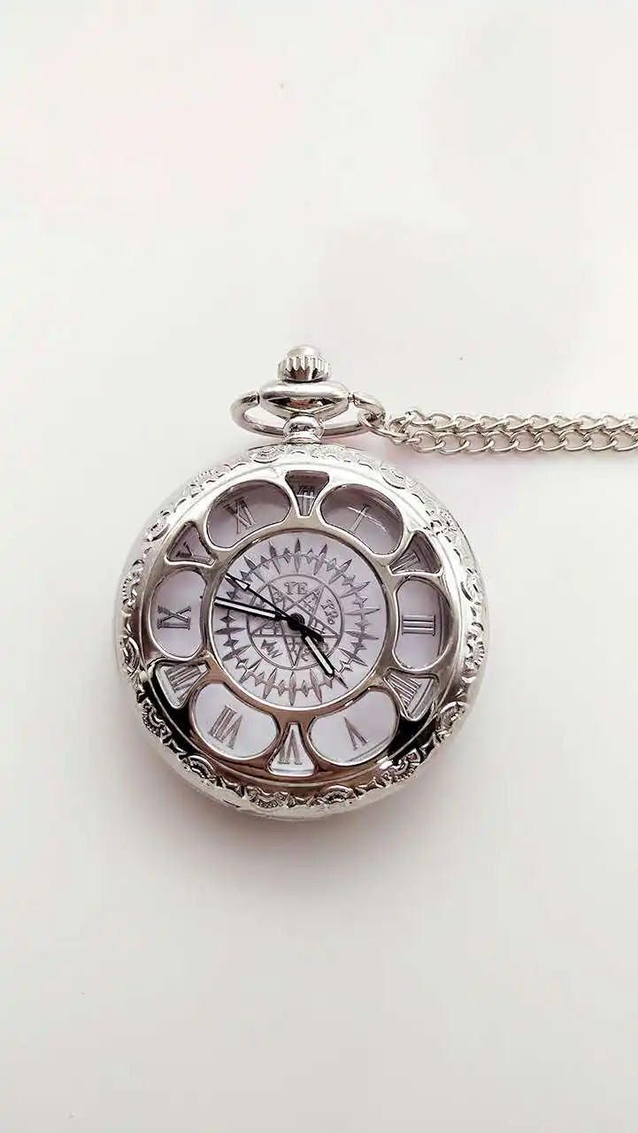 Classic Japan Black Butler Animate Silver Quartz Pocket Watch gift 20pcs/lot