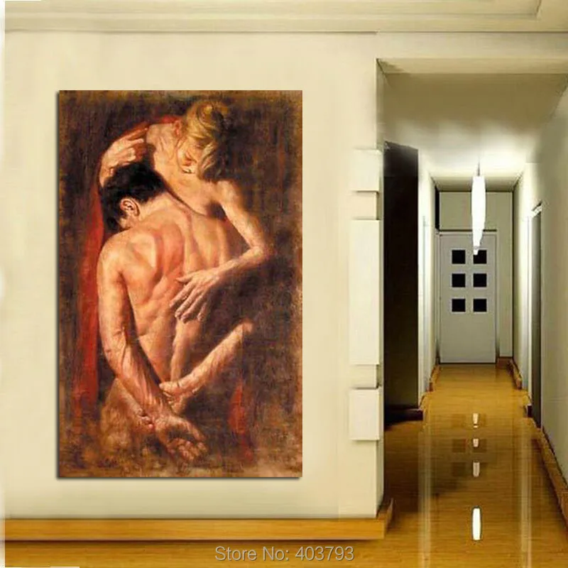 100% ручная роспись романтическая картина для молодых влюбленных голая прочная