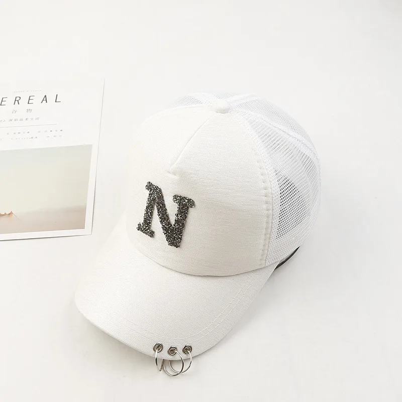 2018 летняя сетчатая бейсболка с бриллиантами N хип хоп Snapback шляпа кольцами для