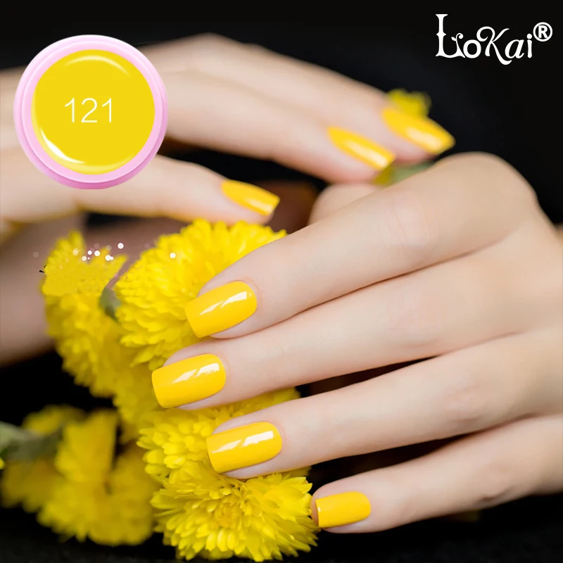 Гель лак для ногтей Lokai 6 мл лимонно желтый долговечный УФ гель дизайна