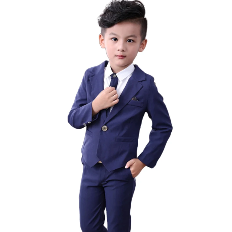 2pcs blue suit Коллекция года, новые весенние костюмы для маленьких мальчиков, костюмы с блейзером, одежда, жилет, рубашка, штаны комплект из 3 предметов, праздничная верхняя одежда в клетку для маленьких мальчиков - Цвет: 2pcs blue suit
