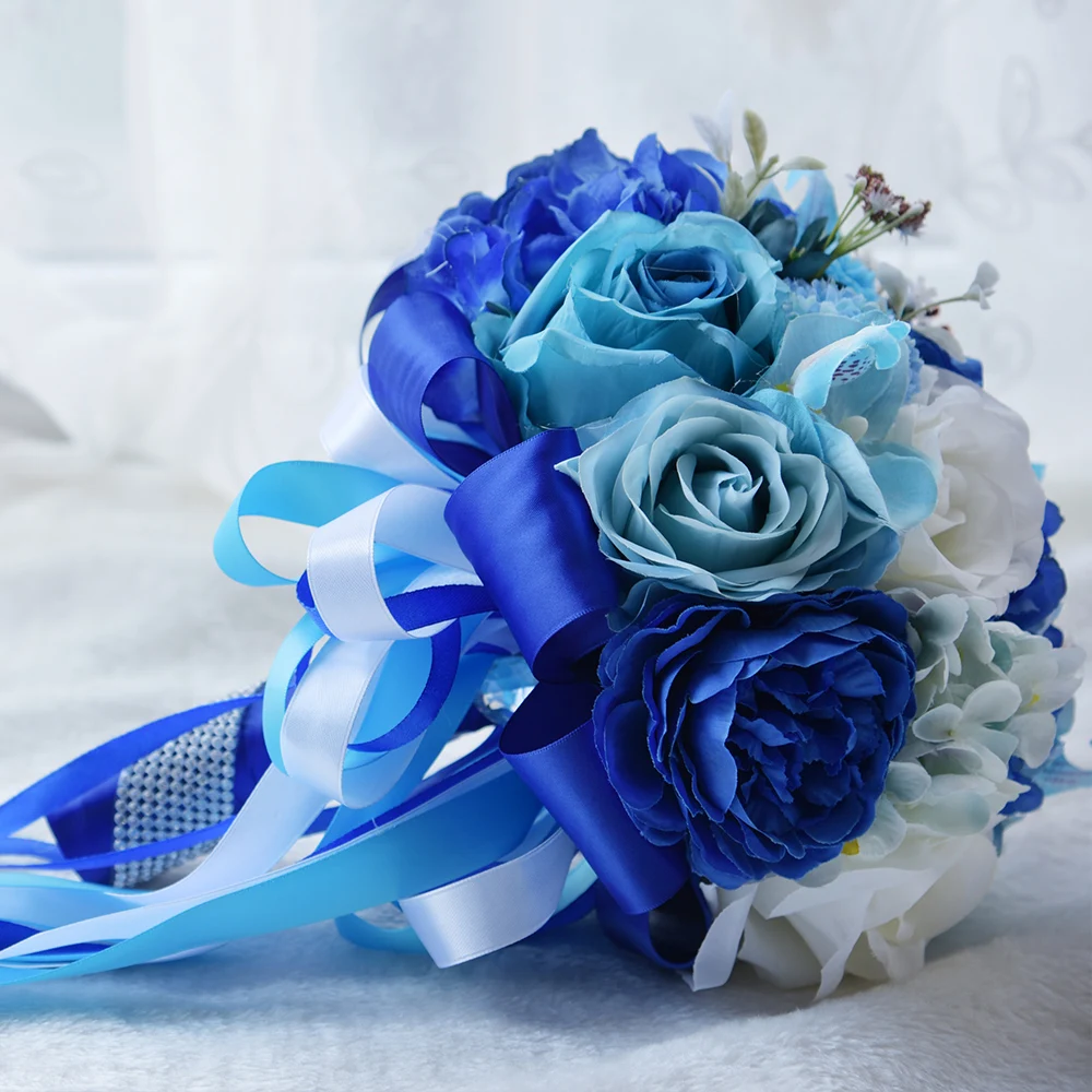 Новое поступление синий свадебный букет для женщин Элегантный Искусственный
