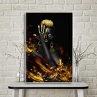 Африканская Обнаженная женщина индийская черная и Золотая картина маслом на холсте плакаты и принты Скандинавская Настенная картина для гостиной
