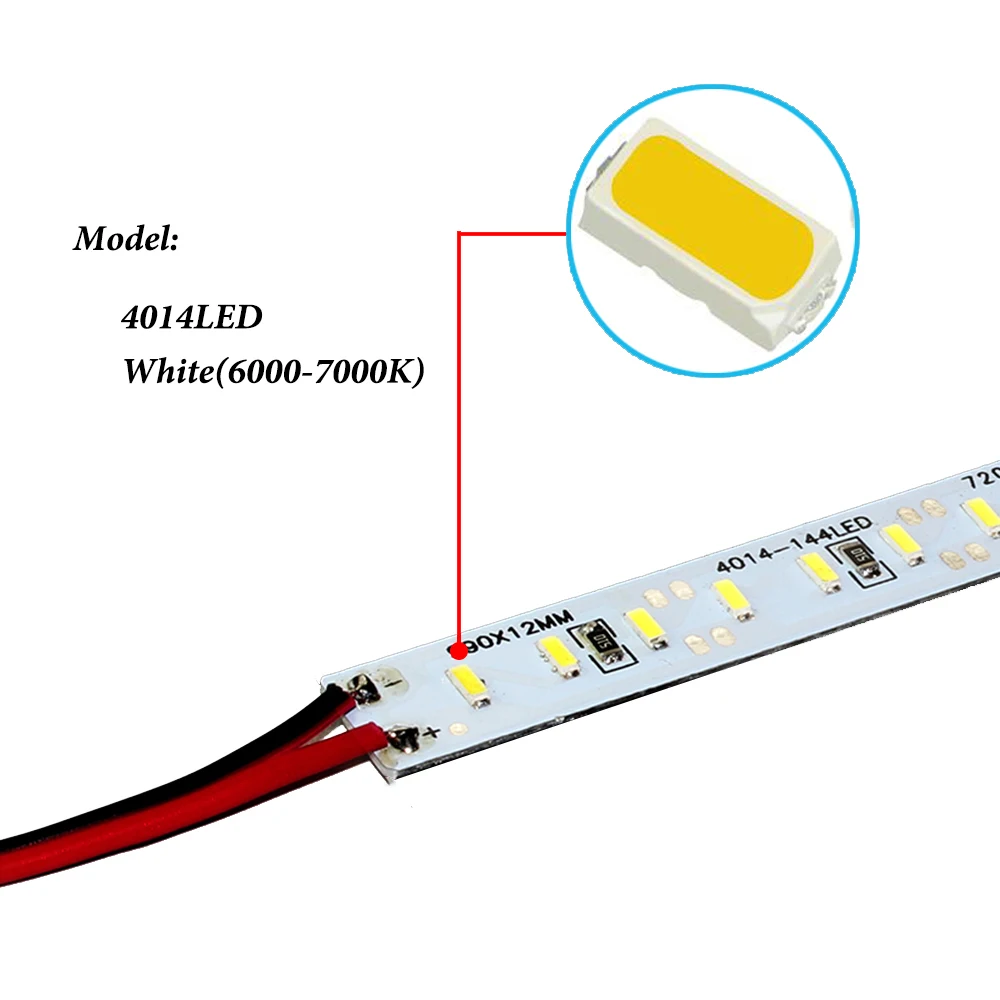 Высокояркий импортный чип 4014 SMD 144 LED DC 12V жесткий светодиодный светильник