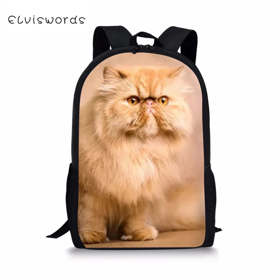 Детские рюкзаки ELVISWORDS Kawaii детские школьные сумки с рисунком персидских кошек для