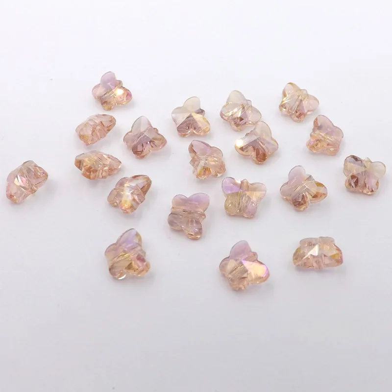 Стеклянные бусины-бабочки QIAOHE, 50 шт., свободные бусины розового цвета AB 10x8 мм для изготовления модных ювелирных изделий # QHGZ62