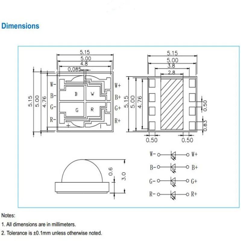 Online 50 Uds 12W LED RGBW SMD5050 Chip De Alta Potencia Linterna Con Abalorios/coche/lámpara De Bicicleta/proyecto De Luz/Faro De Cerámica Sustrato