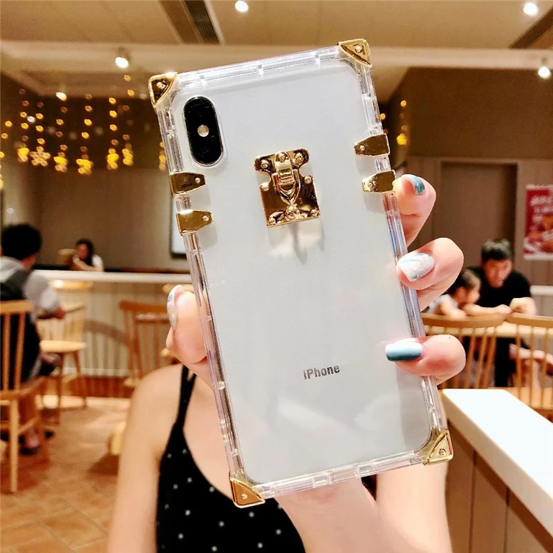 Роскошный прозрачный чехол для телефона iPhone X XS Max XR квадратный женский