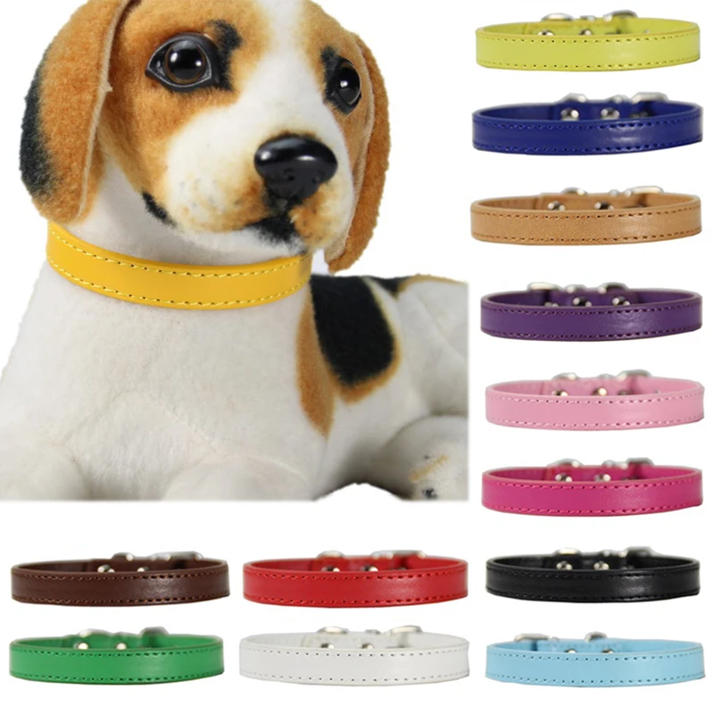 

Fashion PU Leather Adjustable Pet Dog Collar For Small Medium Large Dogs Neck Strap Solid Soft Safe Puppy Kitten Cats Collar