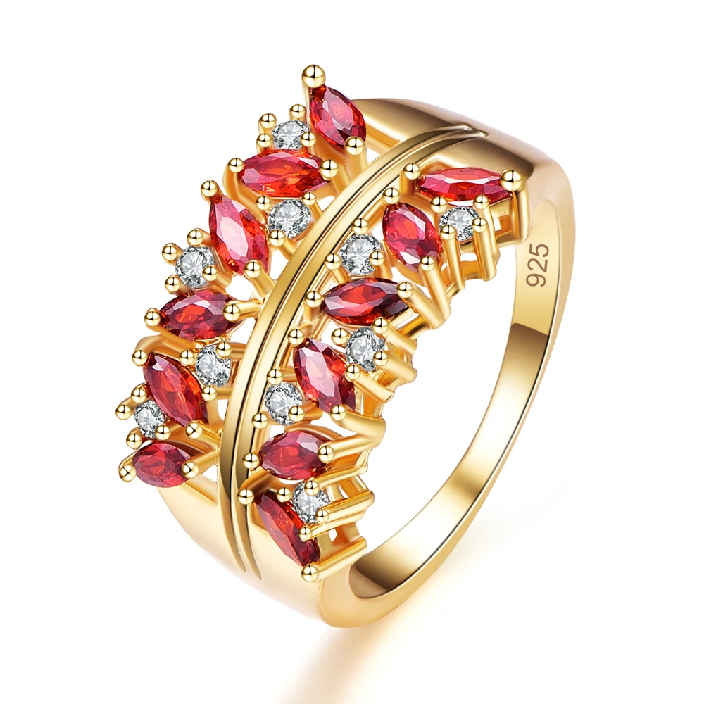 Кольцо Marquise Cut из серебра 925 пробы фиолетовое красное белое золотое размер 6 7 8 9