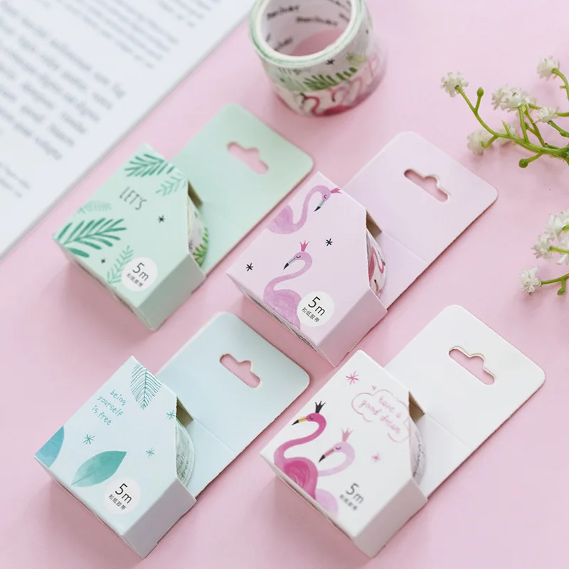 1.5CM X 5M Beautiful Flamingo Washi Tape Diy Decoration For Scrapbooking Masking Adhesive Kawaii Stationery | Канцтовары для офиса
