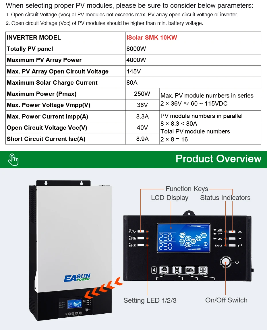 Источник питания Easun 10Kw солнечный инвертор 230vac 48vdc 80A MPPT Солнечное зарядное устройство параллельный инвертор зарядное устройство 60A нулевое время передачи