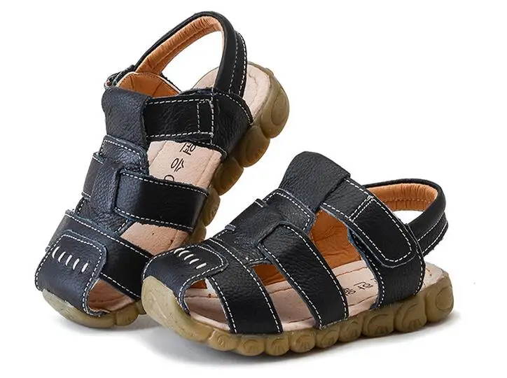 Детские кожаные сандалии для мальчиков Новинка 2017 года сезон лето корейская