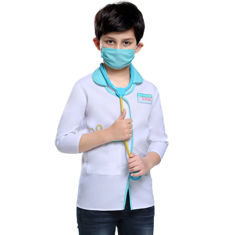 Umorden Child Kids Pretender Doctor Role Play Costume Boys White Lab Coat with Stethoscope Purim Carnival Halloween Costumes |