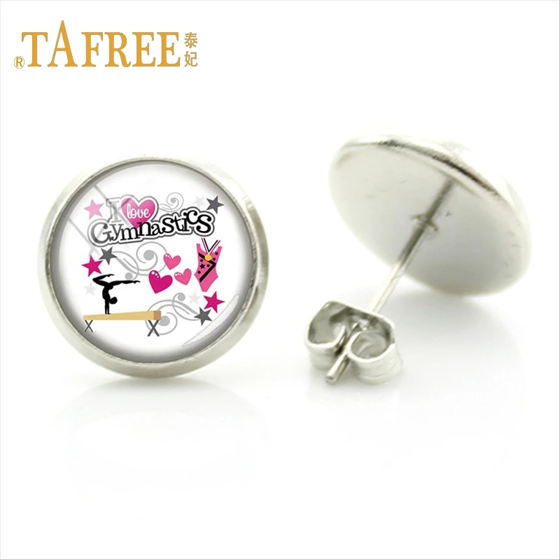 Изящные серьги-гвоздики TAFREE с изображением балерины студенческие