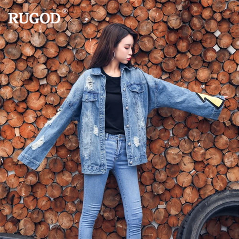 RUGOD 2021 для женщин в винтажном стиле забавные джинсы с принтом кофта дырками