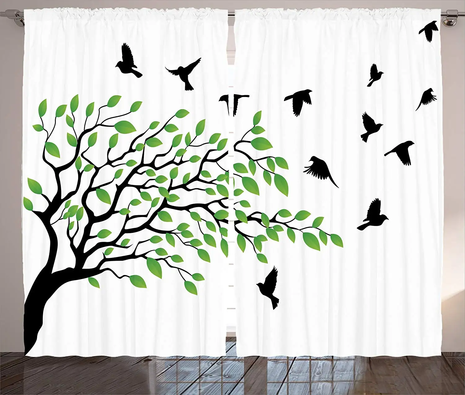Летающие занавески с изображением птиц весеннее дерево силуэт Flyind Birds Wind Liberty