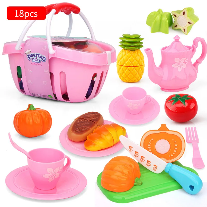 

15-19PCS Cutting Fruit Vegetable Food Pretend Play Do House Toy Children's Kitchen Kawaii Educational Toys Gift for Girl Kids