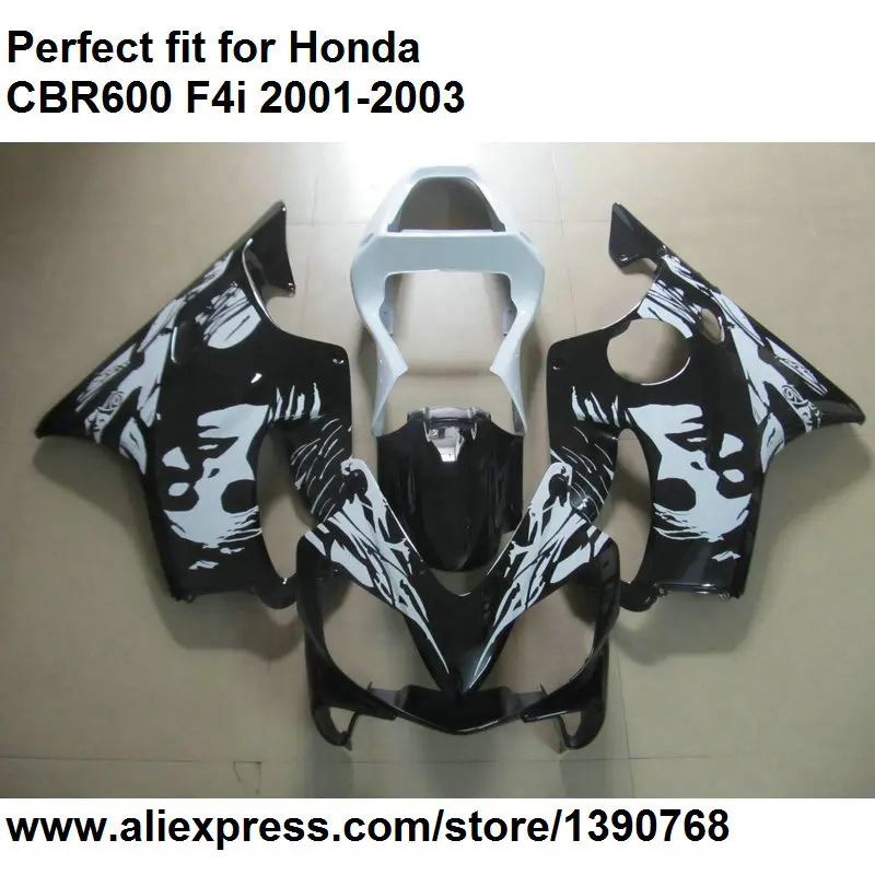 

Hot sales fairing kit for Honda CBR 600 F4i 2001 2002 2003 white black fairings CBR600F4i 01 02 03 DZ84