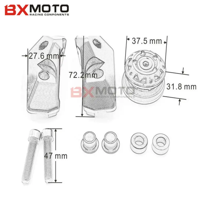 

pair Motorcycle Alloy CNC Rear Axle Spindle Chain Adjuster Blocks with Spool Sliders Kit For Yamaha YZF R3 YZF R25 MT 03 MT 25