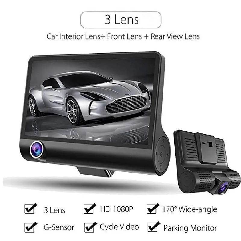 JUEFAN, новинка, 4,0 дюймов, 1080 P, двойной объектив, Full HD, Автомобильный видеорегистратор, камера заднего вида, 170 градусов, Автомобильный видеорегистратор, g-сенсор, Автоматическая автомобильная камера, рекордер