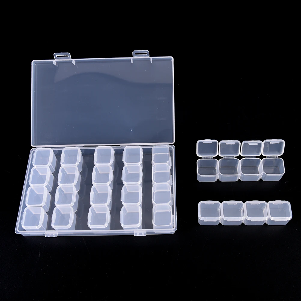 

28 Slot clear Carring Jewelry Rings Adjustable Tool Box Case Craft Organizer Storage Beads Compartments Containers
