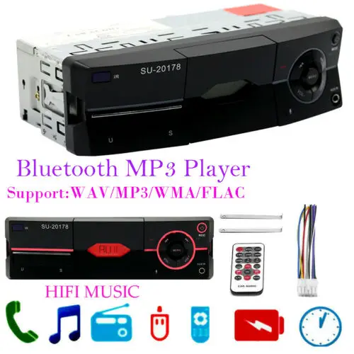 Din Car Radio AUX Audio AM FM SD Bluetooth Stereo MP3 Player Head Unit RDS USB Aux-in In-dash ISO | Электроника
