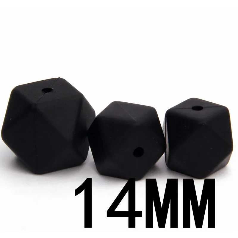 10 Smokey Black 14 мм, 25 шт., шестигранные силиконовые бусины, Bpa бесплатно, Детские Прорезыватели для зубов, ожерелье, аксессуары, сделай сам, для младенцев, пустышка, цепочка для душа, подарки - Цвет: 10 Smokey Black