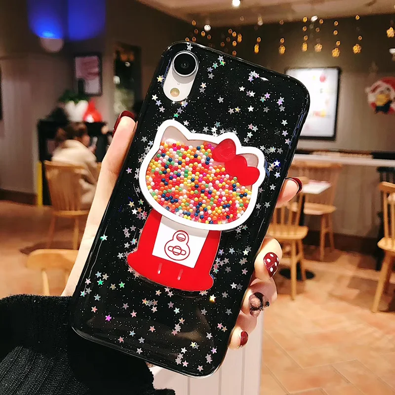 Милый блестящий чехол с рисунком котенка для iPhone X XS Max XR прозрачный мягкий