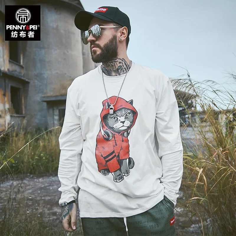T8223white Футболка для серфинга мужская летняя хлопковая футболка для катания на коньках хип-хоп модная одежда с принтом кота мужские повседневные топы Одежда для спортзала белый оверсайз 7x - Цвет: T8223white