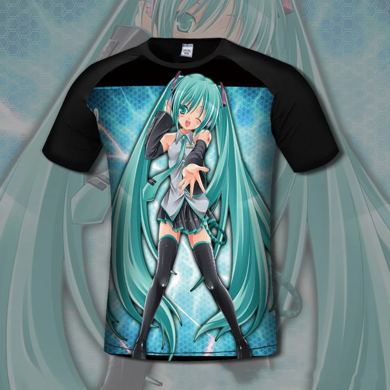 Vocaloid Hatsune Miku 3d Printing T-Shirt Anime Japanese Famous Animation Novelty Summer Adult Short Sleeve Tee Cosplay Costume |