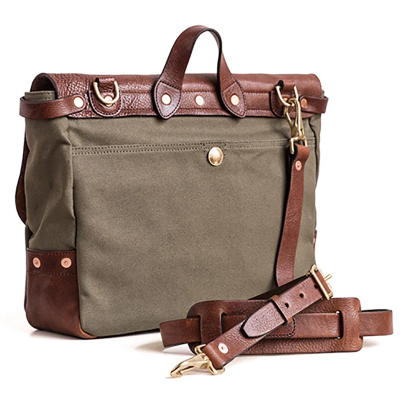 AETOO vintage canvas handbag American castrated cowhide with retro postman male crossbody Bag |