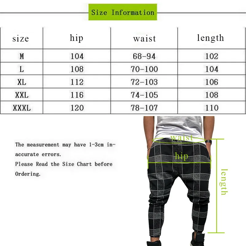 CYSINCOS мужские Длинные повседневные спортивные штаны облегающие клетчатые брюки