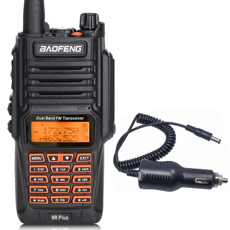 Baofeng UV-9R Plus портативная рация 8 Вт 2800 мАч Двухдиапазонная IP67 водонепроницаемая двухсторонняя радио hf трансивер UV 9R кемпинг - Цвет: add car charger