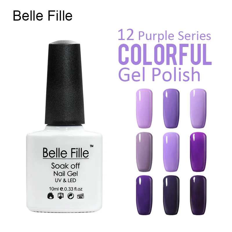 Soak off УФ Ногтей Гель BELLE FILLE Фиолетовый Серии Новый Дизайн для сиреневый Лак Для