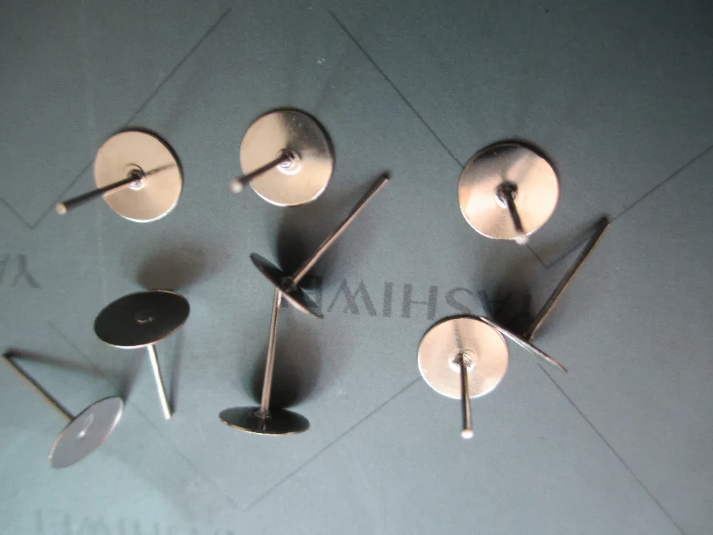 1000 pieces Nickel Free Surgical Steel Stud Earnuts Earring Studs 5mm/6mm/8mm plate for cabochan (NO BACKING) | Украшения и