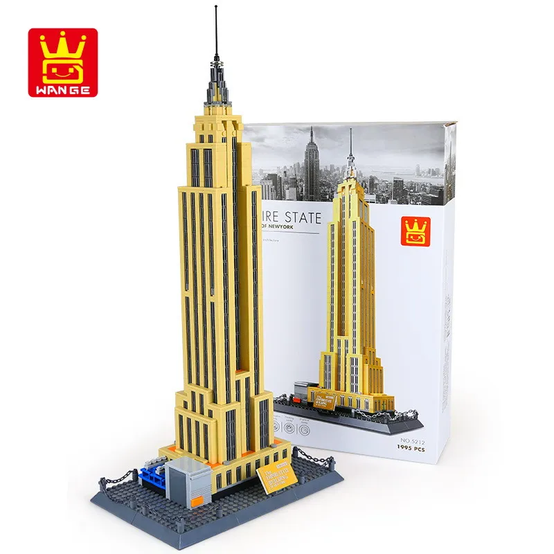 WANGE 5212 строительные блоки международно известная архитектура серии Эмпайр-Стейт-Билдинг New York игрушечные достопримечательности для детские кирпичи