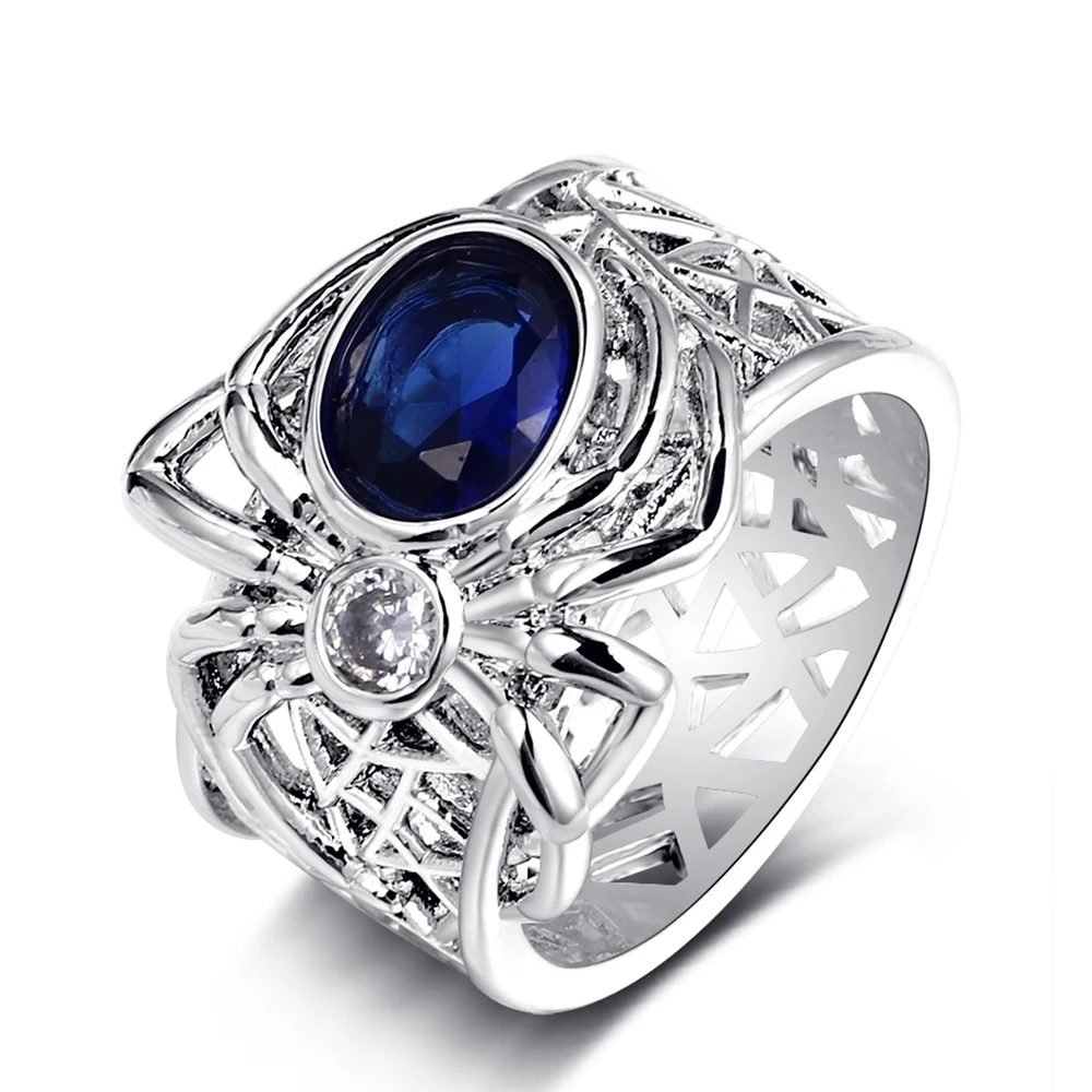 Bague Ringen Топ бренд паук серебро 925 ювелирные изделия сапфир драгоценный камень кольца для женщин мужские винтажные панк вечерние ювелирные изделия кольца Подарки
