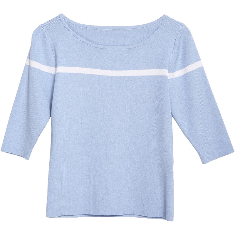 Женский брендовый вязаный хлопковый топ с длинным рукавом сезон весна лето 2019