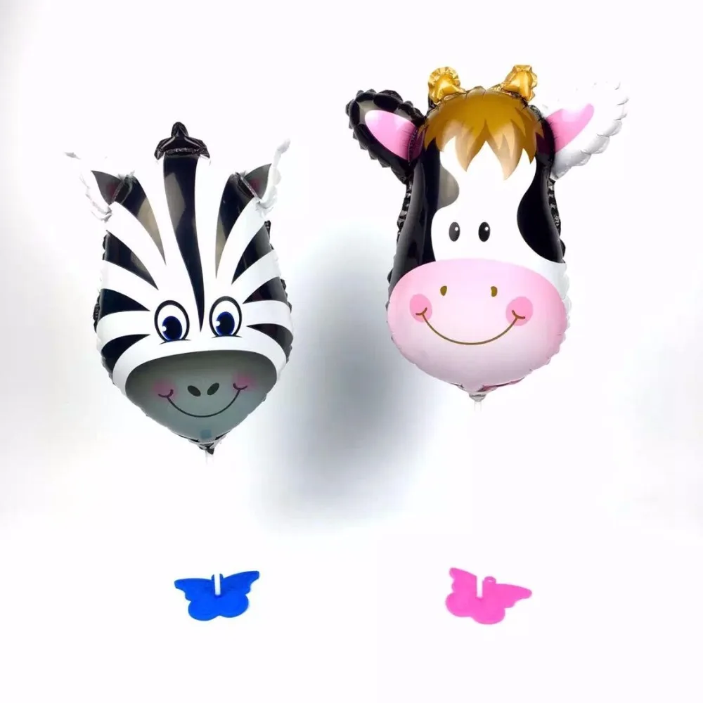 6 шт./Лот Мини-шары из фольги в виде льва обезьяны зебры оленя тигра головы