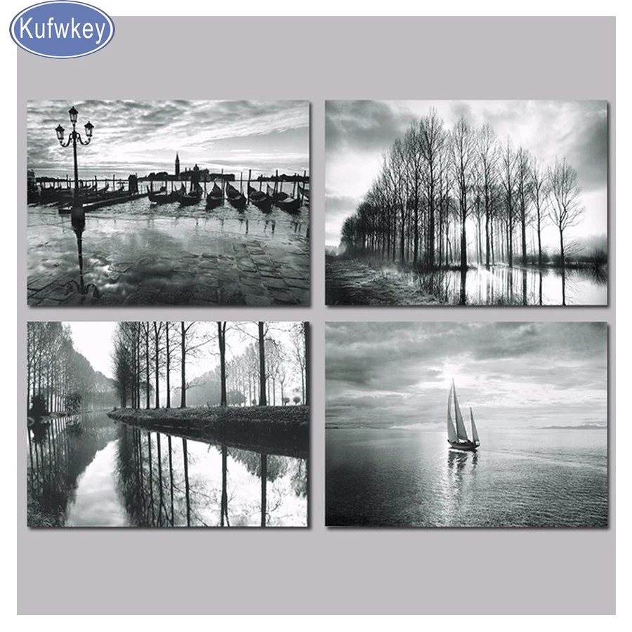 

Full Square Rhinestones Hobby,Mosaic,Diamond,painting,Embroidery,Black And White Nature Landscape 3d Picture art birthday gift