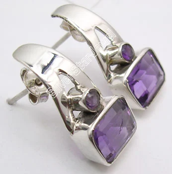 AMETHYST Серебряные натуральные цитрины стильные s серьги 2.0CM1 пара сережек религиозные украшения вариации - Окраска металла: AMETHYST
