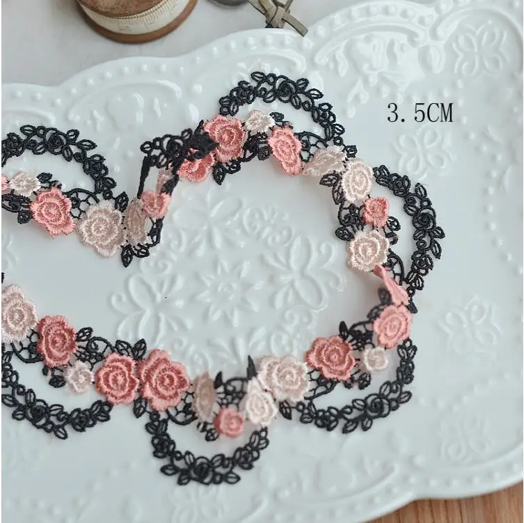 orange pink 3.5cm 1 м/лот водорастворимые цветные кружевные планки Кружевная аппликация полиэстер костюм отделка домашний текстиль кружевная ткань для шитья 3 см - Цвет: orange pink 3.5cm